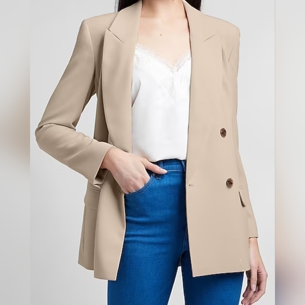 Express Double Breasted Peak Lapel Boyfriend Blazer